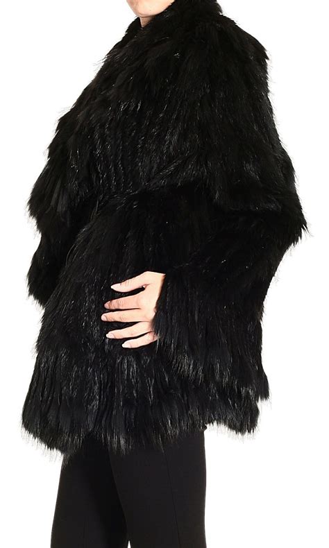 gucci women's black coat|Gucci fur coats female.